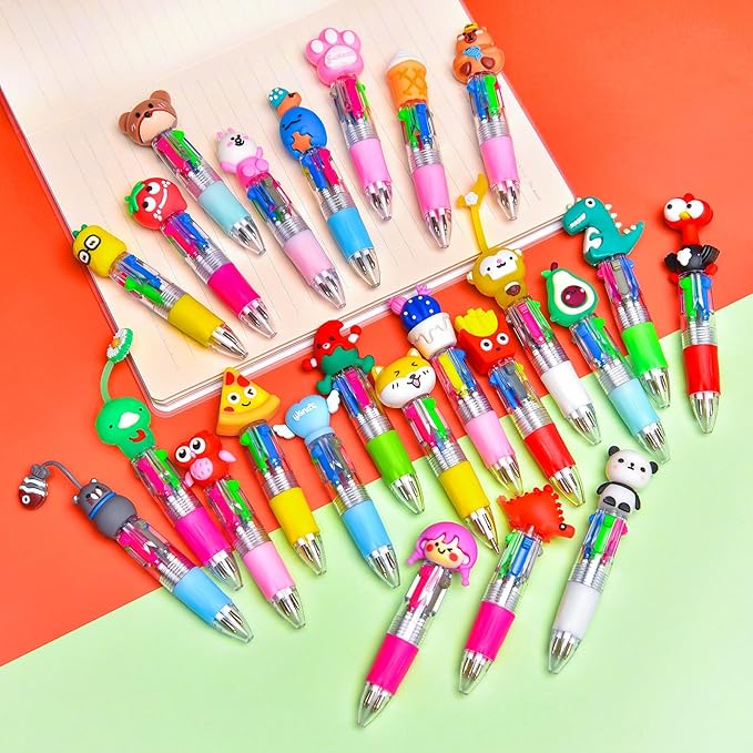 60Pcs Mini Multicolor Pens in One 4-in-1, Cute Pens Bulk for Party Favors, Back To School Gifts Delightful Ballpoint Pen Classroom Prizes