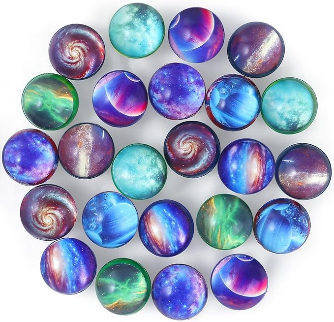 Ayfjovs 24 Pack Galaxy Bouncy Balls -32mm Rubber Balls Bulk Toys with Vibrant Aurora Colors and Great Elasticity - Perfect for Party Favors, Easter Basket Stuffers Classroom Prizes, and Pet Play