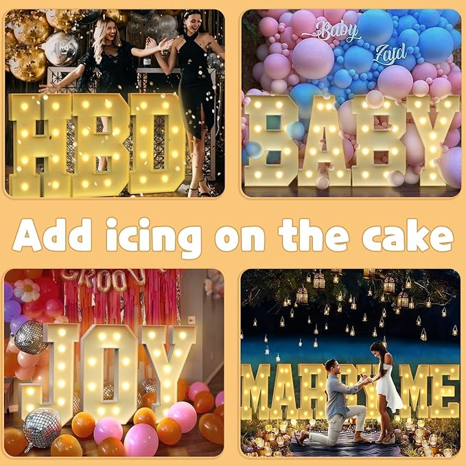imprsv 3FT Block Marquee Letters Light Up Letters for Birthday Baby Shower Party Backdrop Decor, Large Light Up X for Wedding Decorations Engagement Party Decorations
