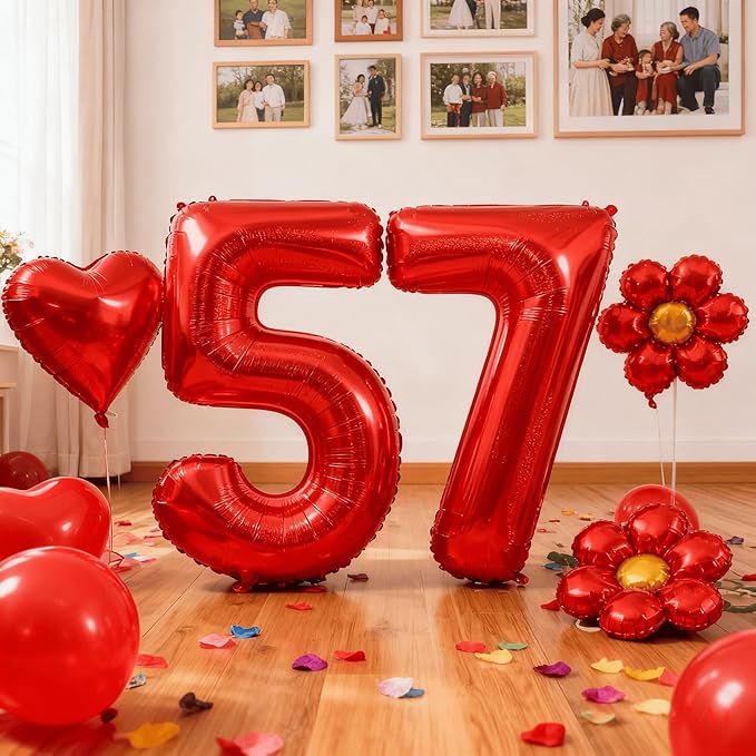 Laser Red 4 Balloon, Number Balloons 40 Inch, 4th Birthday Decorations for Girls Four Large Numbers for Party Decor, Number 4 Balloon