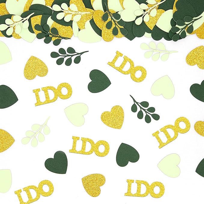 200PC Sage Green Wedding Confetti Wedding Shower Decorations Heart I do Engagement Table Confetti Bridal Shower Bachelorette Party Decorations