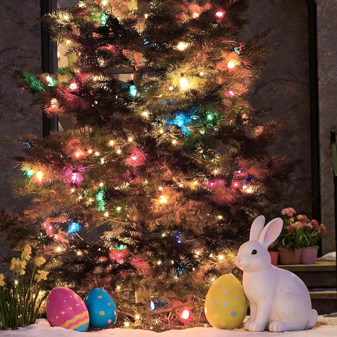 LAMPHOME Easter String Lights, 20FT 100 Count Incandescent Connectable Christmas Mini Lights, Waterproof Easter Decorations for Indoor Outdoor Patio Party Home Garden Yard Decor