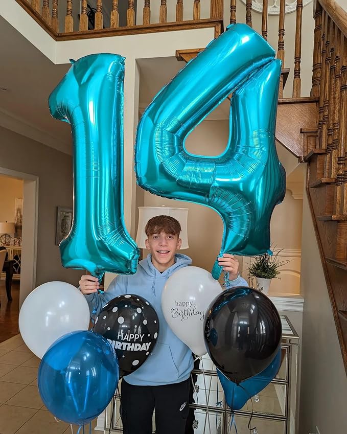 Light Blue Number 4 Balloon 40 Inch, 4 Balloon Number, 4th Birthday Decorations, Light Blue Party Supplies for Boys Girls