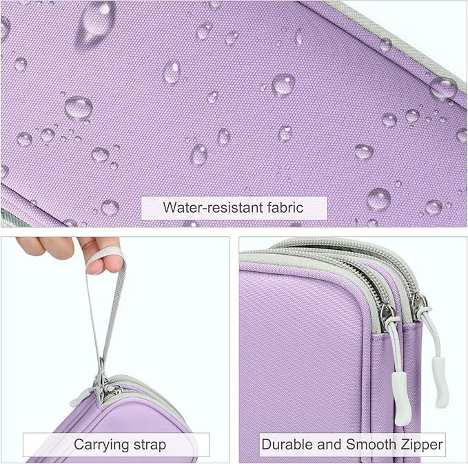 FYY Electronic Organizer, Travel Cable Organizer Bag Pouch Electronic Accessories Carry Case Portable Waterproof Double Layers All-in-One Storage Bag for Cable, Cord, Charger, Phone,-Light Purple