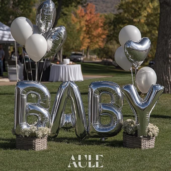 AULE 40 Inch Big Letter Balloon Silver R Large Foil Helium Alphabet Balloons A-Z for Birthday Anniversary Graduation New Year Party Decoration Supplies