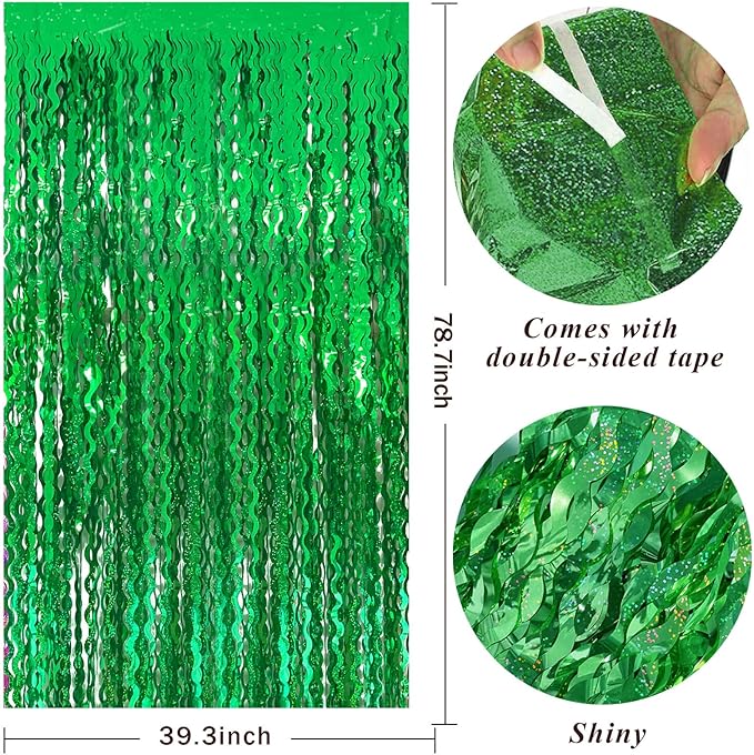 Tinsel Foil Fringe Curtains Wavy Backdrop for Parties Sparkle Metallic Wavy Foil Fringe Backdrop Curtain for Party Decorations Photo Booth Props for Birthday Graduation Wedding