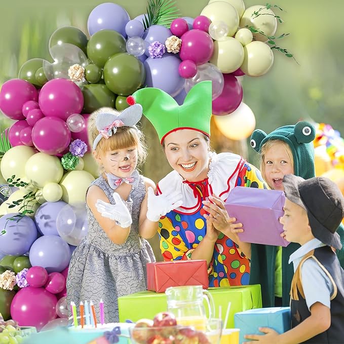 Paready Green Pink Balloons Garland Arch Kit, 125Pcs Retro Peach Pink Green Balloons Arch, Macaron Purple Yellow Balloon for Flower Theme Wedding Bridal Shower Birthday Baby Shower Party Decoration