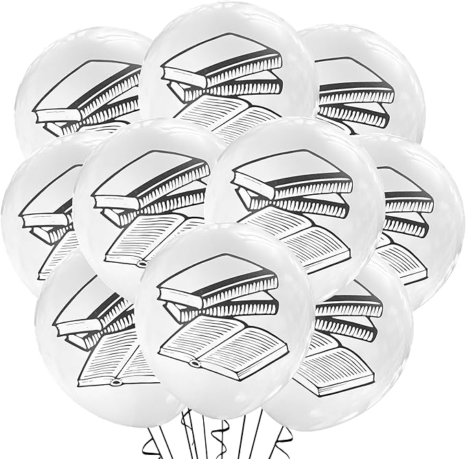 Malayan Products Book Balloons Latex 12 Count, Reading Birthday Theme Decoration, Literature Event, Novel Party Ideas, 12 Inch Standard Size (Book 1)