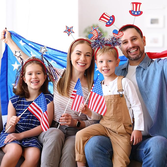 9PCS 4th of July Decorations Patriotic Head Boppers Headband, Independence Day Red White Blue Party Favors Accessories