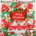 Merry Christmas Party Decorations Kit, Christmas Balloon Garland Arch With Red Green Gold Snow Santa Party Supplies Banner Topper Backdrop Tablecloth - Winter Holiday Indoor Outdoor Home Decor