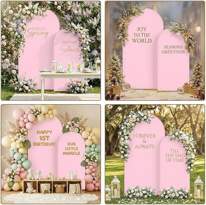 Metal Arch Backdrop Stand and Cover Set, 7.2FT, 6FT Party Backdrop, Easy to Assemble, Backdrop Stand for Parties, Birthday, Baby Shower