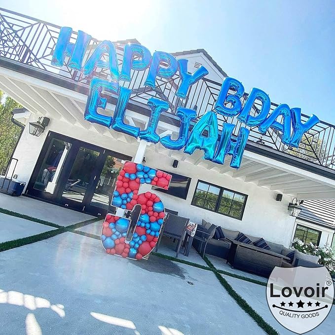 Lovoir 40 Inch Large Blue Letter U Balloons Big Size Jumbo Mylar Foil Helium Balloon for Birthday Party Celebration Decorations Alphabet Blue U