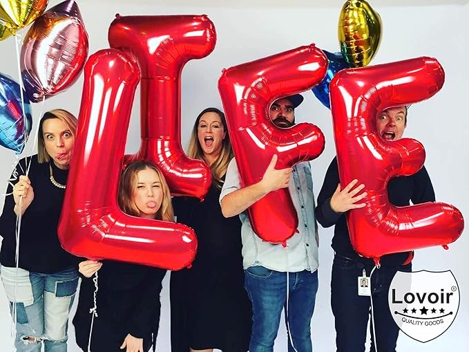 Lovoir 40 Inch Large Red Letter W Balloons Big Size Jumbo Mylar Foil Helium Balloon for Birthday Party Celebration Decorations Alphabet Red W