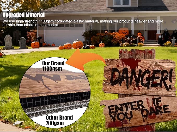 Halloween Decorations, 3 Pack 19" x 16" Yard Signs Stakes Props Outdoor Decor Scary Zombie Vampire Graves Holiday Party Supplies