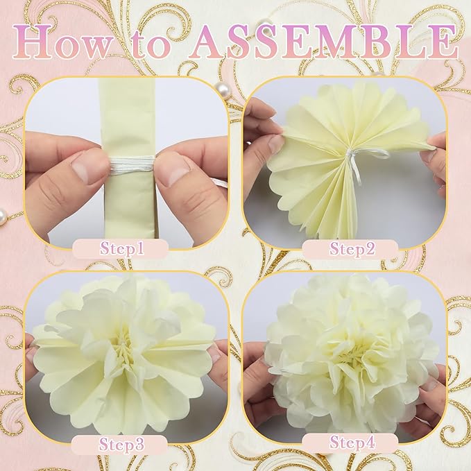 Sahoottie 2 Pcs Blush Pink Hanging Paper Flower Garland, 8.2 FT Single Color Tissue Paper Flower Garland, Blush Pink Pom Pom Garland for Boho Wedding Backdrop Bridal Shower Bedroom Wall Decor