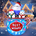 6FT Christmas Inflatables Outdoor Decs, Inflatable Polar Bear and Penguins in The Cup, Built-in Colorful LED Light, Blow Up Yard Decor for Lawn Garden Indoor Xmas Party, for Him, Her