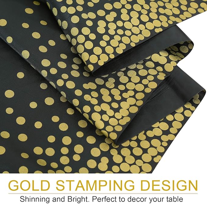 Gexolenu 4 Pack Black and Gold Plastic Tablecloth for Rectangle Tables(54" x 108"), Party Table Cover for Birthday, Table Cloths for Graduation, Retirement Party Decoration, Class of 2026