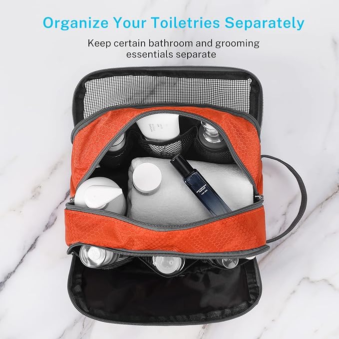 Gonex Travel Toiletry Bag Nylon, Shaving Bag Toiletry Organizer Orange