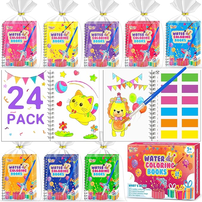 FEREDO KIDS Coloring Books Party Favors for Kids - 24 Pack Mini Water Coloring Books Paint Sets for Kids, Goodie Bags Stuffers Students Classroom Gifts Bulk, Easter Basket Stuffers Bulk