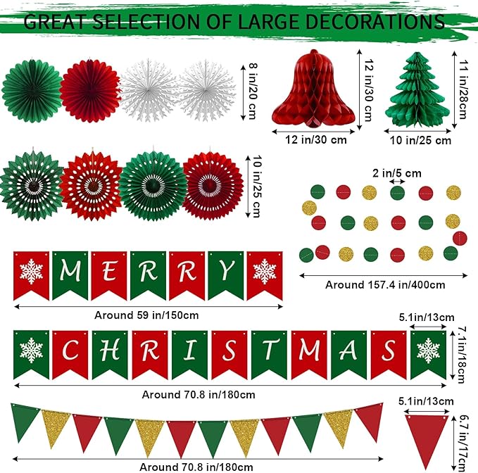 Christmas Party Decorations Christmas Decoration Set, Merry Christmas Banner, Paper Christmas Hanging Decorations - Christmas Party Decorations - Christmas Decorations Indoor Home Decor