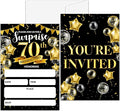 Surprise 70th Birthday Party Invitation, Black and Gold Fill-In Invites For Adult Woman & Man, 20 Invitations With Envelopes(4" x 6"), Party Favors Decorations And Supplies-05
