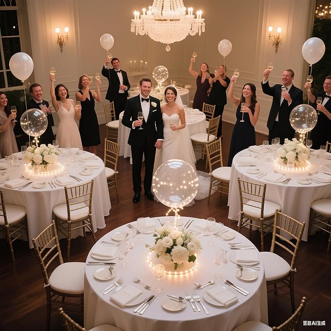 Lightsfever warm white led balloons with batteries, wedding proposal decorations clear transparent for helium or air, birthday party, halloween decor