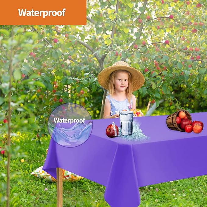 Purple Disposable Plastic Tablecloth for Rectangle Tables (12 Pack) Premium Decorative Table Cloth for Parties, Events & Weddings, Indoors & Outdoors, 54 x 108 inches, Plastic Table Cover