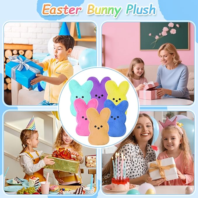 vizethru 12 Pcs Easter Bunny Plush Toys,Easter Basket Stuffers Toys for Kids,Bunny Stuffed Animals, Easter Party Favors Gift Toys for Kids