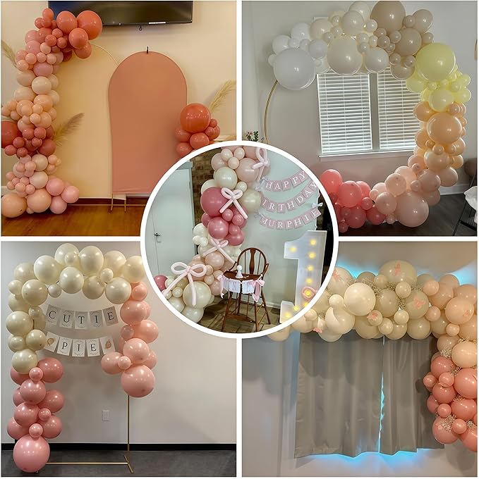 Dusty Pink Balloon Arch Kit 115Pcs Boho Blush Pink Balloons Garland Neutral Retro Peach Nude Beige Cream White Sand Birthday Party Balloons for Girls Baby Bridal Shower Wedding Engagement Decorations