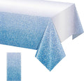 FunnyPars 1 Pack Ombre Blue Plastic Tablecloth for Parties, Gradient Pastel Blue Disposable Tablecloths for Rectangle Tables, Sprinkle Table Cover for Wedding Birthday Anniversary Party, 54 x 108Inch