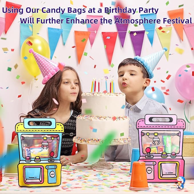 Lati 20PCS Large Plastic Reusable Prefilled Goodie Bulk Party Favors Bags with Handles for Return Gift Kids Birthday, Snack, Candy, Party and Classroom Favor Bags
