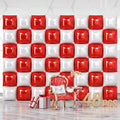 NISOCY 48PCS Red White Square Foil Balloons Wall Backdrop Double Sided Red Pearl White Balloons Arch Kit for Birthday Wedding Bridal Shower Valentine Anniversary Party Decorations