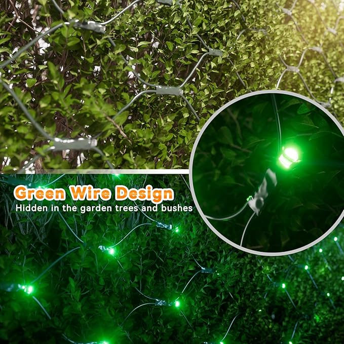 LitHome 21FT x 5FT Christmas Net Lights Outdoor Mesh Lights, 360 LED St Patrick’s Day Net Light for Bushes Connectable, 8 Modes Green Giant Mesh Light Waterproof for Christmas Garden Party Roof Decor