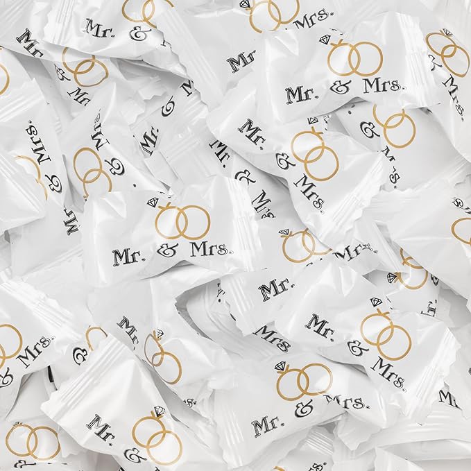 Candy Envy - Mr. and Mrs. Buttermints - 13 oz. Bag - Approximately 100 Individually Wrapped Mints - Wedding Favors