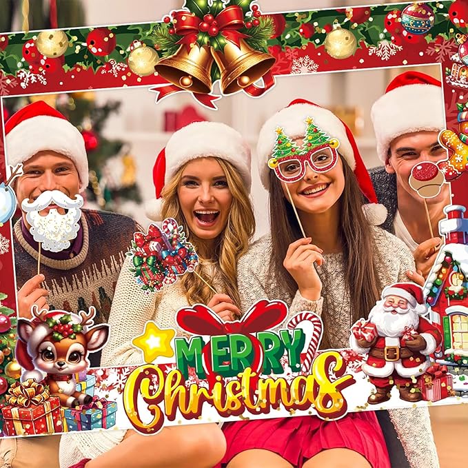 30pcs Christmas Photo Booth Props Funny Christmas Party Decorations Photobooth Favors Games Supplies for Kids Adults