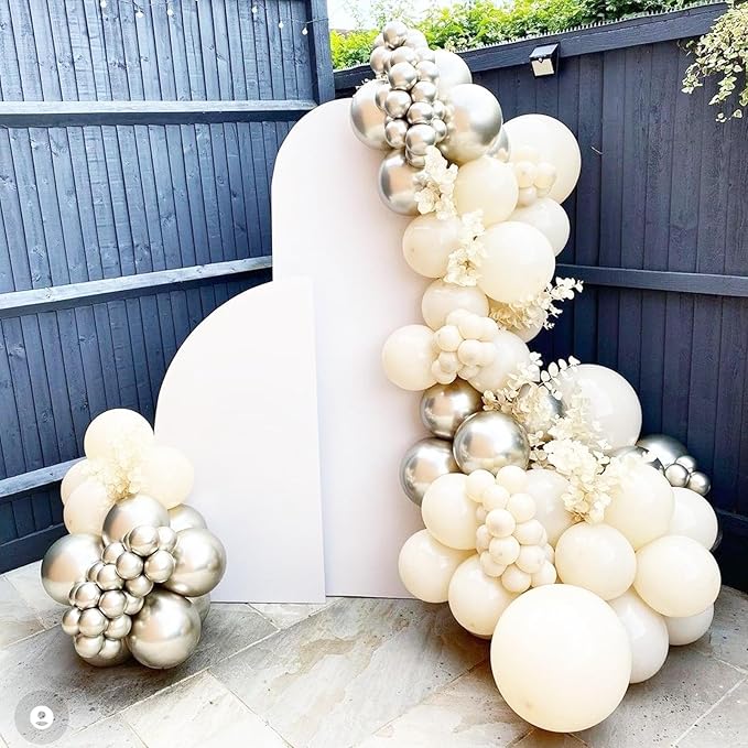 90pack White Sand Balloons Different Size 18/12/10/5 Inch Sand White Balloon Garland Arch Kit for Wedding, Bridal, Baby Shower, Birthday, Graduation, Anniversary, Bachelorette Decorations
