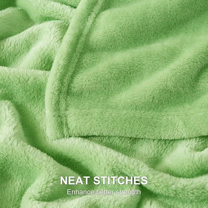 Hansleep Fleece Grass Green Queen Blanket, Super Soft Flannel Fuzzy Plush Cozy Blanket for All Seasons, Grass Green, Queen 90x90 Inches