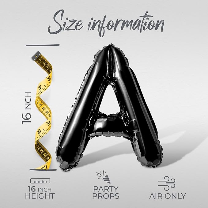Letter Balloons - LETS GET SPICY 16" Inch Alphabet Letters Foil Mylar Balloon Bachelorette Party Banner (Black)