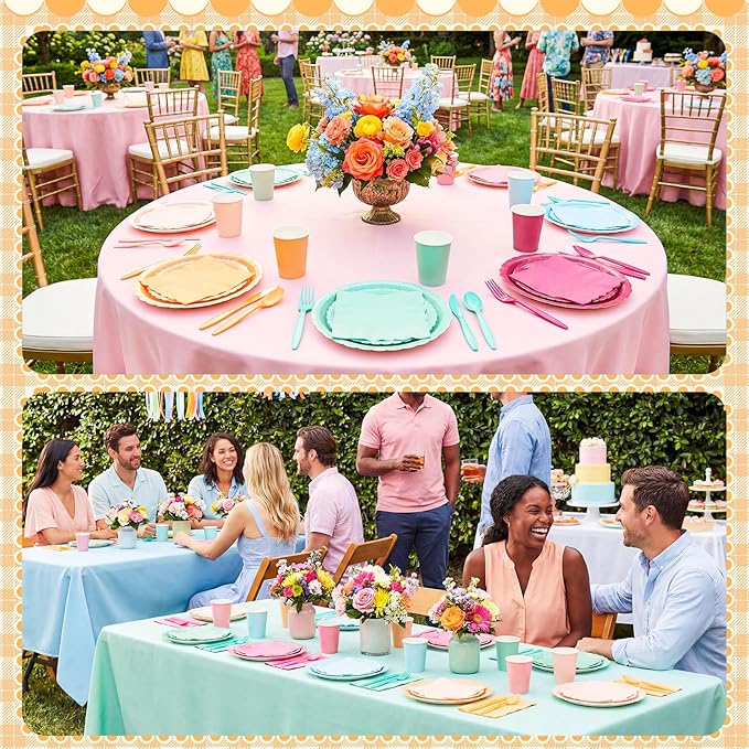 Zhehao 175 Pcs Candy Colors Party Supplies Set Colorful Disposable Tableware Kit with Plates, Cups, Napkins, Cutlery for Baby Shower, Birthday, Wedding