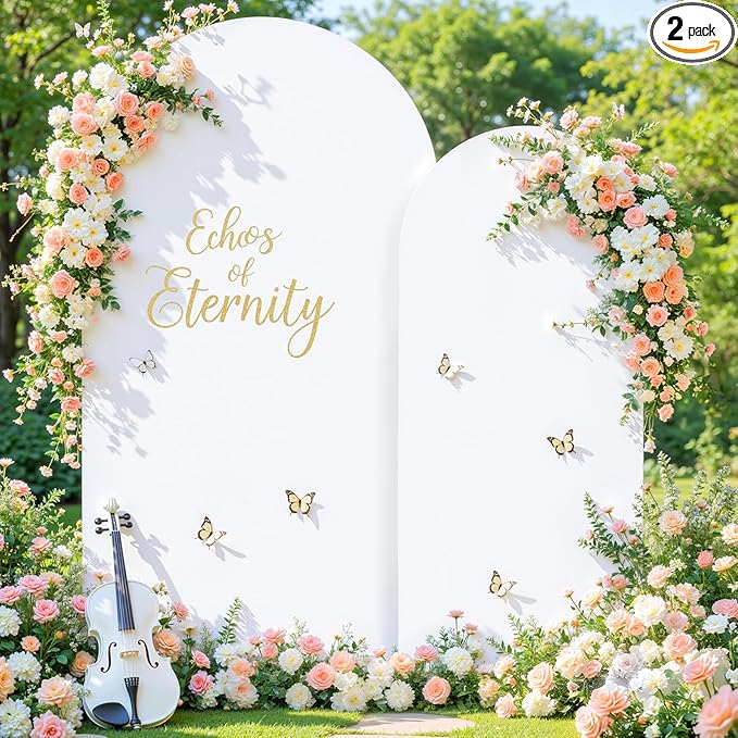 White Arch Backdrop Covers - 7.2FT, 6FT Spandex Fitted Wedding Arch Stand Covers Round Top Chiara Stretchy Arch Backdrop Cover for Valentines Wedding Birthday Party Decoration