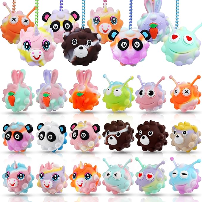 Easter Basket Stuffers, 18 PACK Animal Pop Fidget Balls, Easter Egg Fillers, Birthday Gifts for Boys Girls, Party Favors for Kids 4-8 8-12, Goodie Bags Stuffers for Kids, Pinata Stuffers