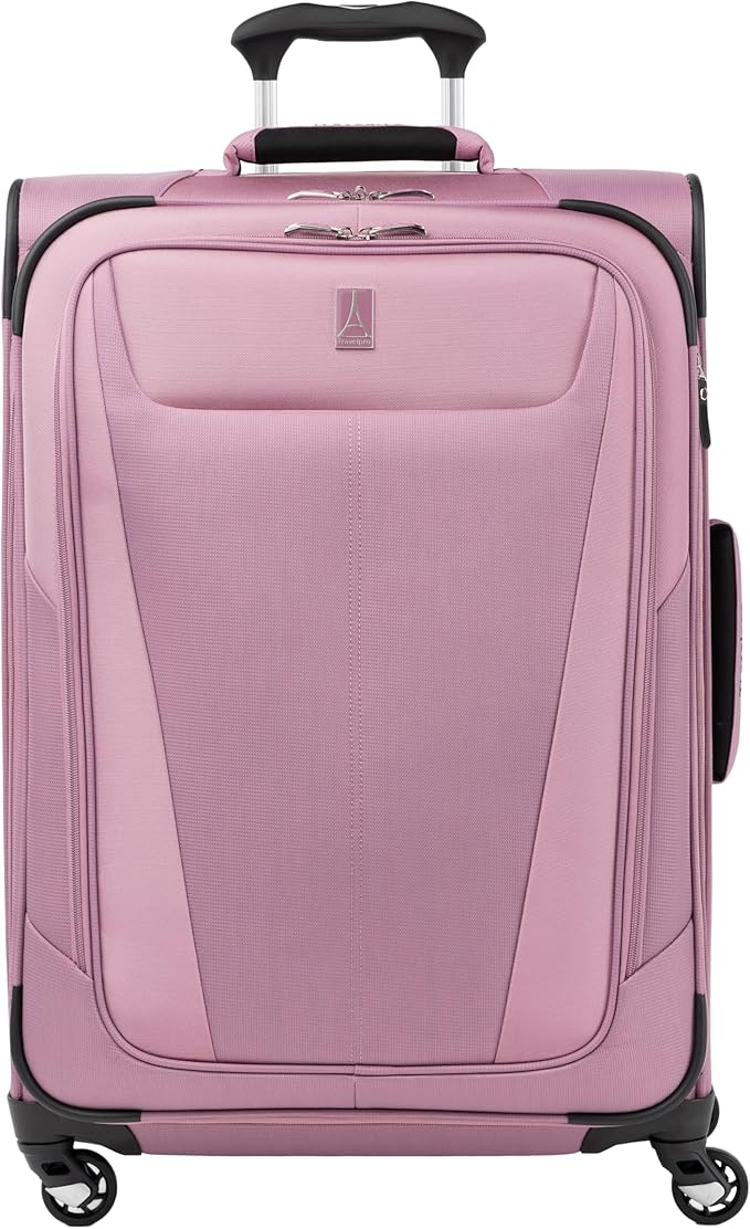 Travelpro Maxlite 5 Softside Expandable Luggage with 4 Spinner Wheels, Lightweight Suitcase, Men and Women, Orchid Pink Purple, Checked-Medium 25-Inch