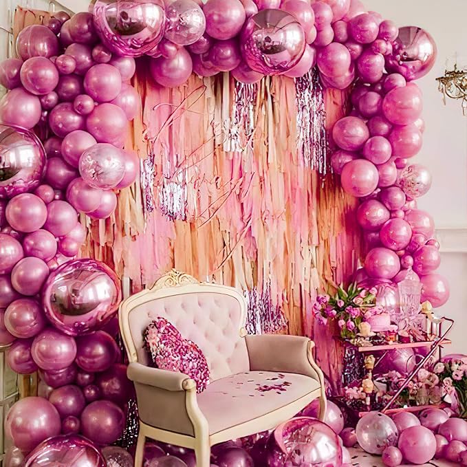 PartyWoo Metallic Hot Pink Balloons 50 pcs 12 Inch Metallic Pink Magenta Fushsia Latex Helium Balloons for Birthday Valentine's Day Bachelorette Wedding Baby Shower Party Decorations Pink-G114