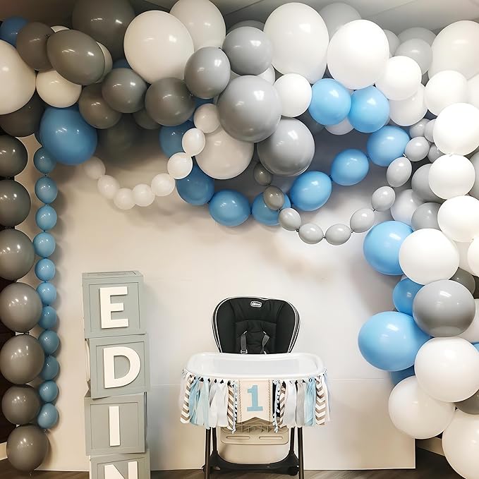 Light Blue Linking Balloons, 60PCS 6 Inch Small Baby Blue Quick Link Balloons for Making Balloon Wall Heart Arch, Tails Balloon for Wedding Birthday Baby Shower Engagement Graduation Party Decorations