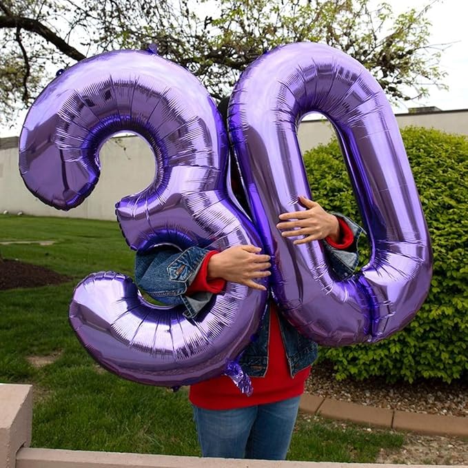 40 Inch Balloon Purple Number 3 Big Foil Helium Number Balloons Giant Mylar Number 3rd Balloons for 13th Birthday Anniversary Party Decorations Supplies