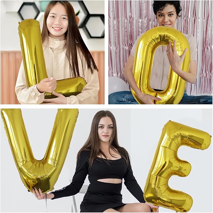Letter Balloons Gold Party Balloon - 40 Inch Large Gold Letter V Balloon, Letter Balloon Birthday Decorations, Balloon for Women Men Anniversary Party Decorations Supplies