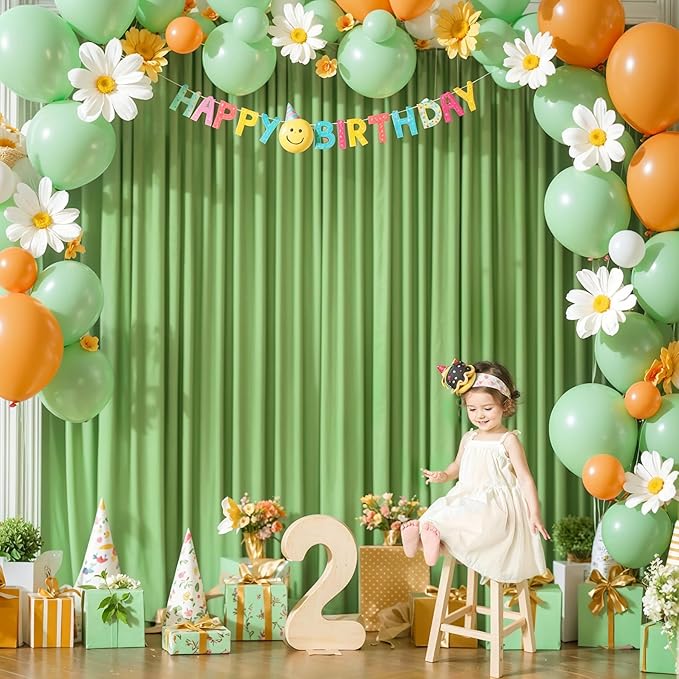 16x10FT Sage Green Backdrop Curtains for Wedding Parties, Wrinkle Free Polyester Photography Backdrop Drapes for Wedding Baby Shower Birthday Parties Stage Background Stand Decorations 4x10ft,4 Panels