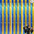 jijAcraft 3 Pack Blue Gold Tinsel Foil Fringe Curtain, Graduation Party Photo Backdrop, Metallic Blue Gold Foil Streamers for Graduation Prom School Decor Boy Birthday Office Party Decorations