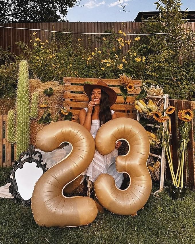 Light Brown Number 4 Balloon 40 Inch, 4 Balloon Number, 4th Birthday Decorations, Light Brown Party Supplies for Boys Girls