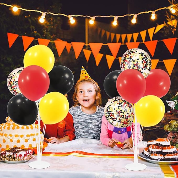 Red Yellow and Black Balloon Stand Centerpiece Table Decorations for Mouse Birthday Movie Night Party Decorations(Red yellow black set4)